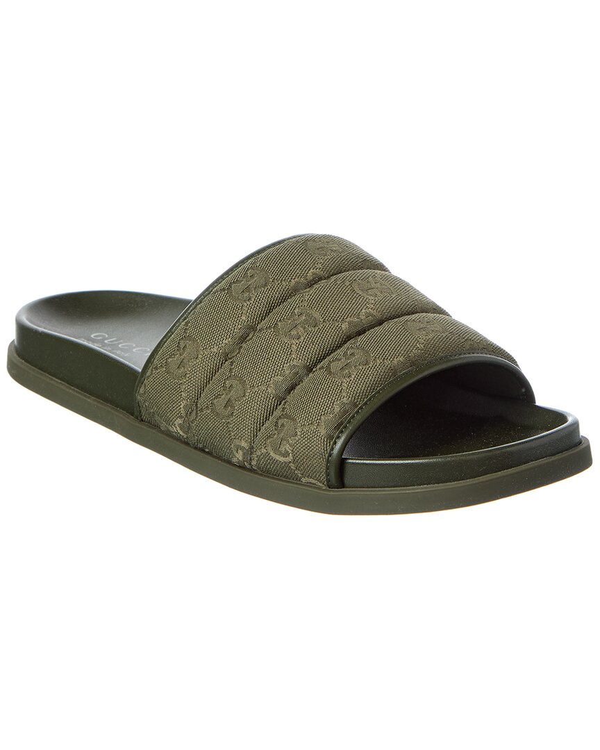 Gucci Gg Canvas & Leather Slide