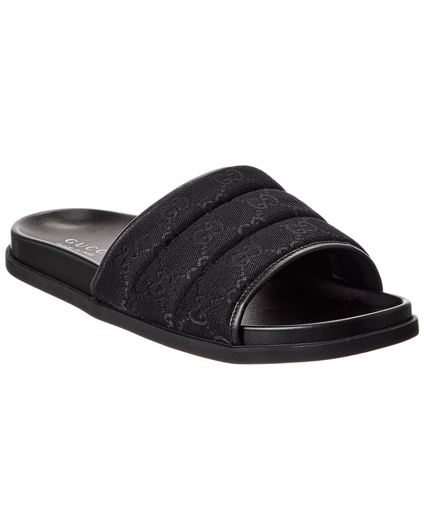 Gucci Gg Canvas & Leather Slide