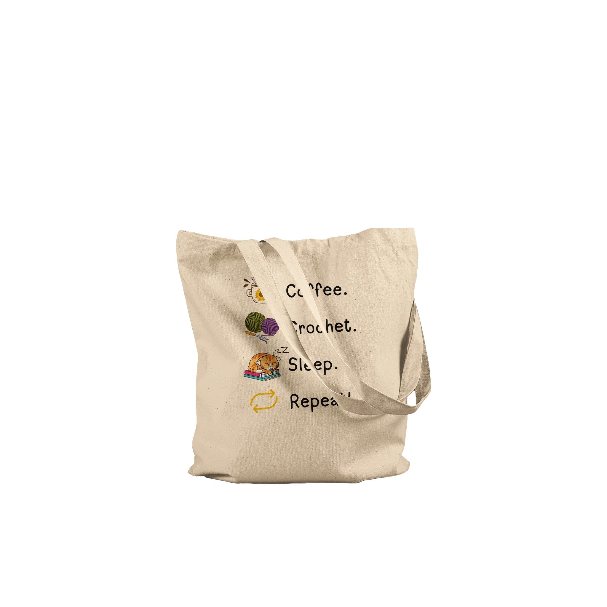 Coffee. Crochet. Sleep. Repeat! Tote Bag by Brunaticality