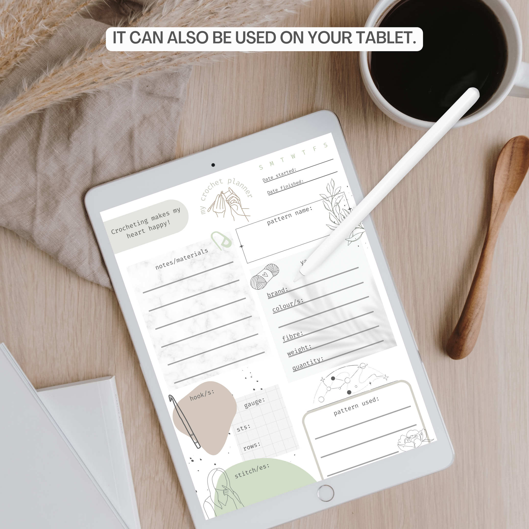 Minimalist Printable Crochet Project Planner - Crochet Planner - Digital Crochet Planner - Crochet