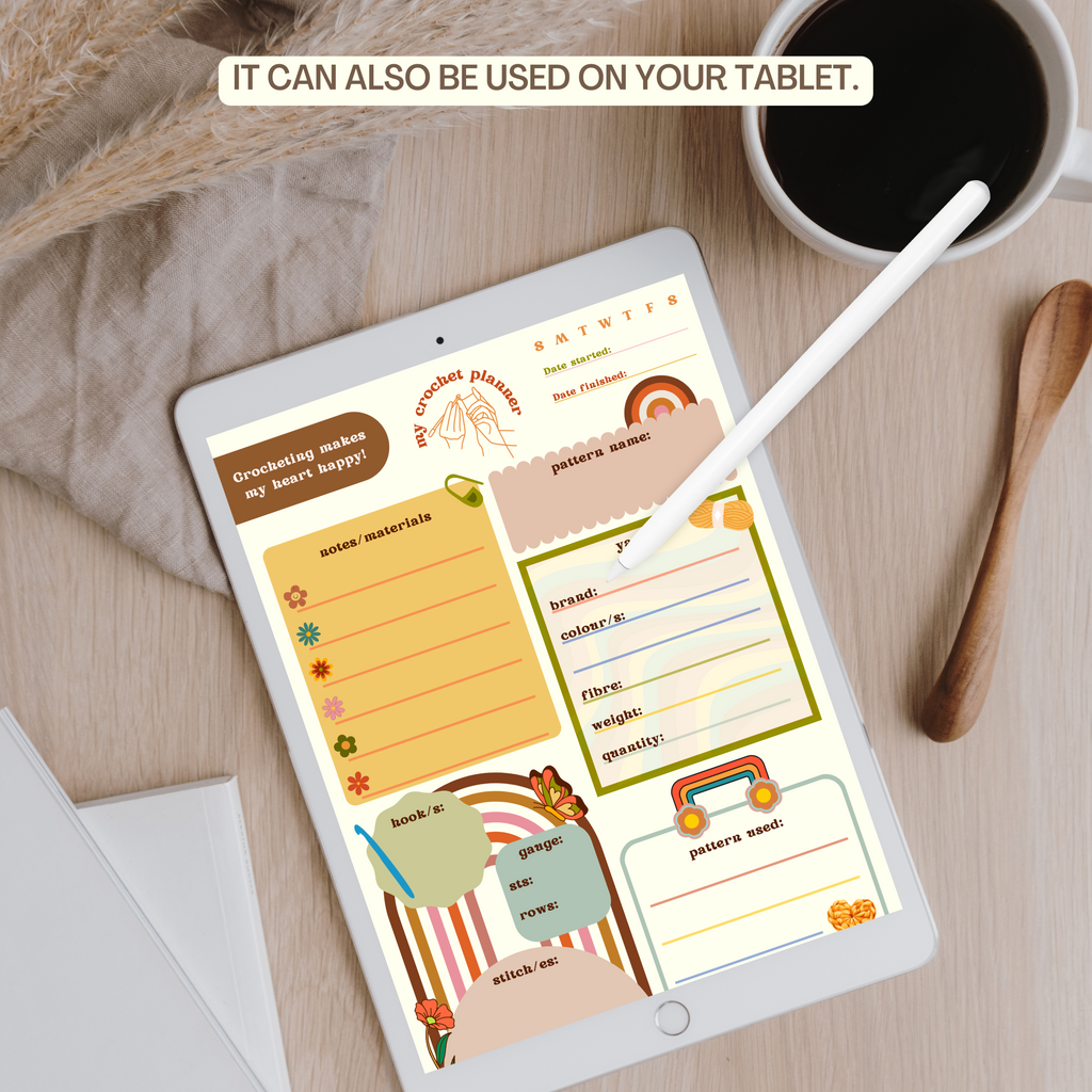 Groovy Printable Crochet Project Planner - Crochet Planner - Digital Crochet Planner - Crochet