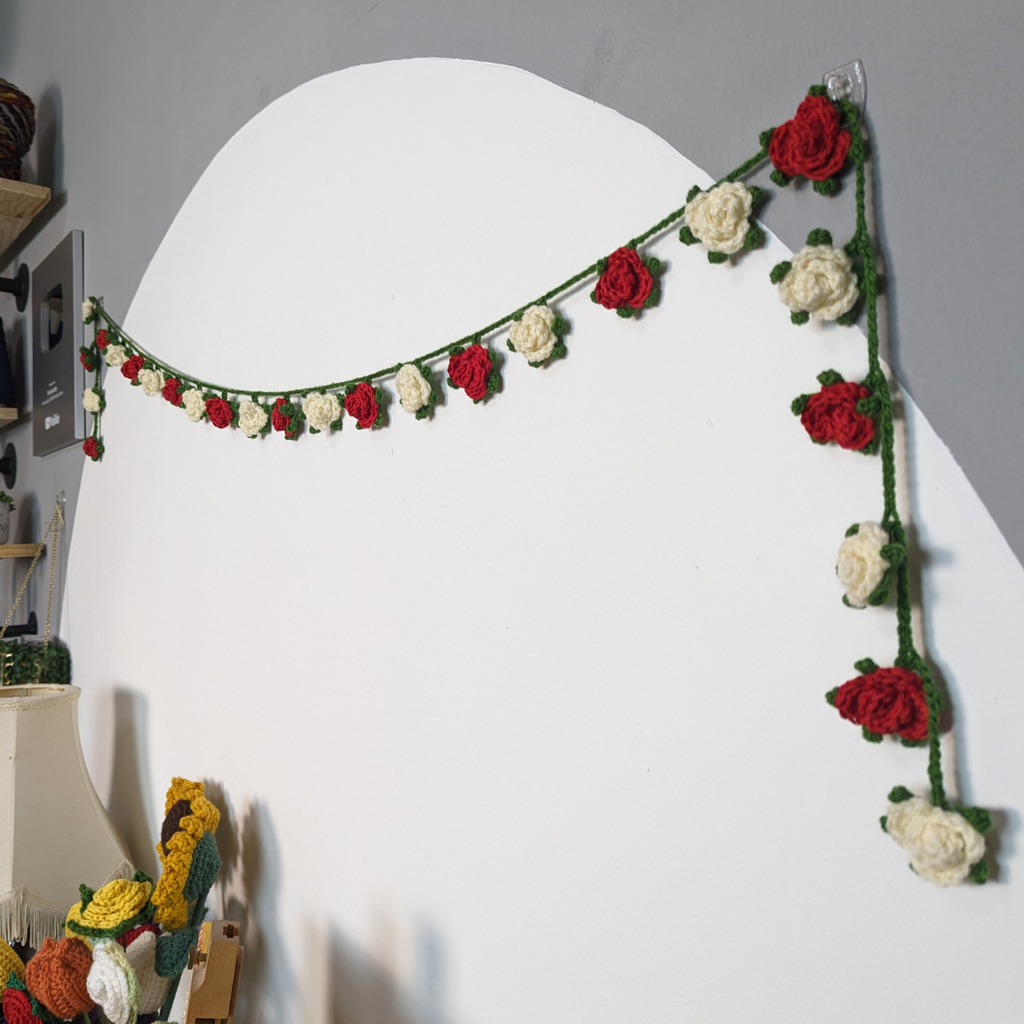 Crochet Rose Garland Written Pattern, Crochet Rose Garland, Crochet Rose, Crochet, Brunaticality
