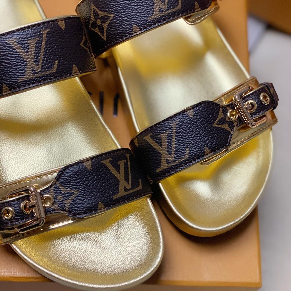 Louis Vuitton Gold Bom Dia Flat Mule