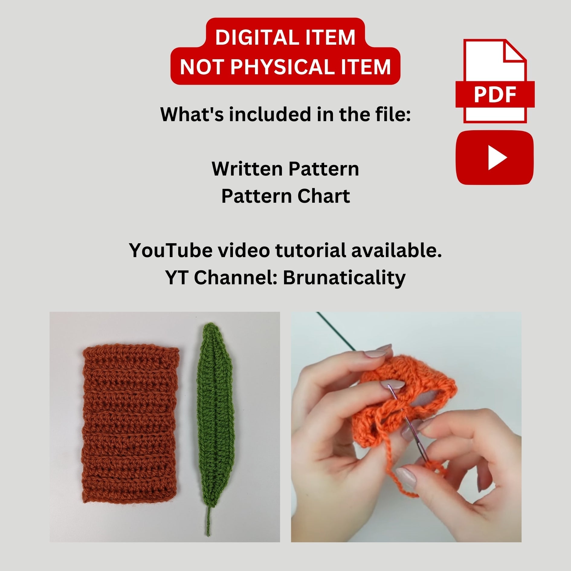 Crochet Tulip Pattern, Crochet Tulip Flower, Crochet Tulip for Bouquet, Crochet, Brunaticality