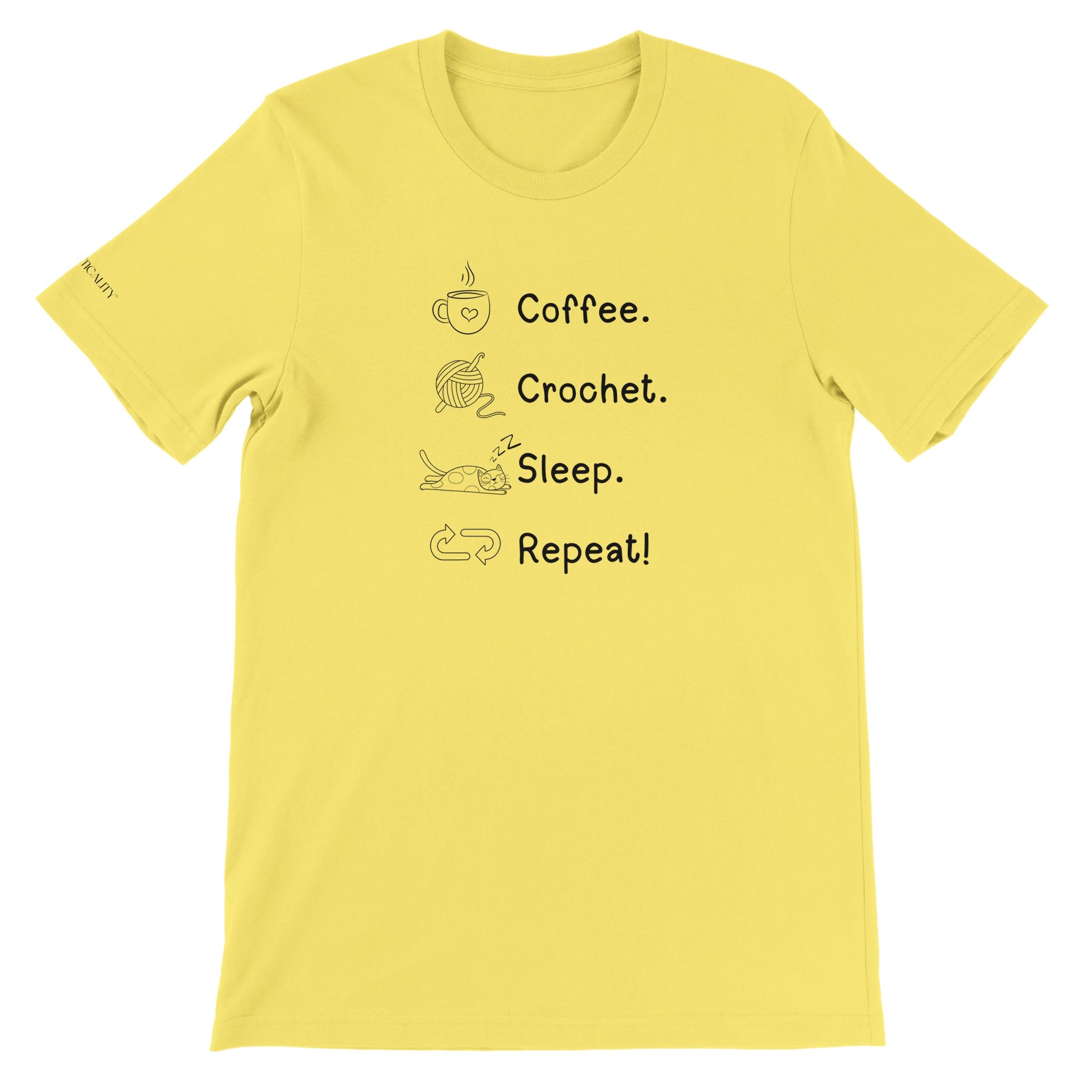 Coffee. Crochet. Sleep. Repeat! Colourful Relaxed Fit T-shirt by Brunaticality