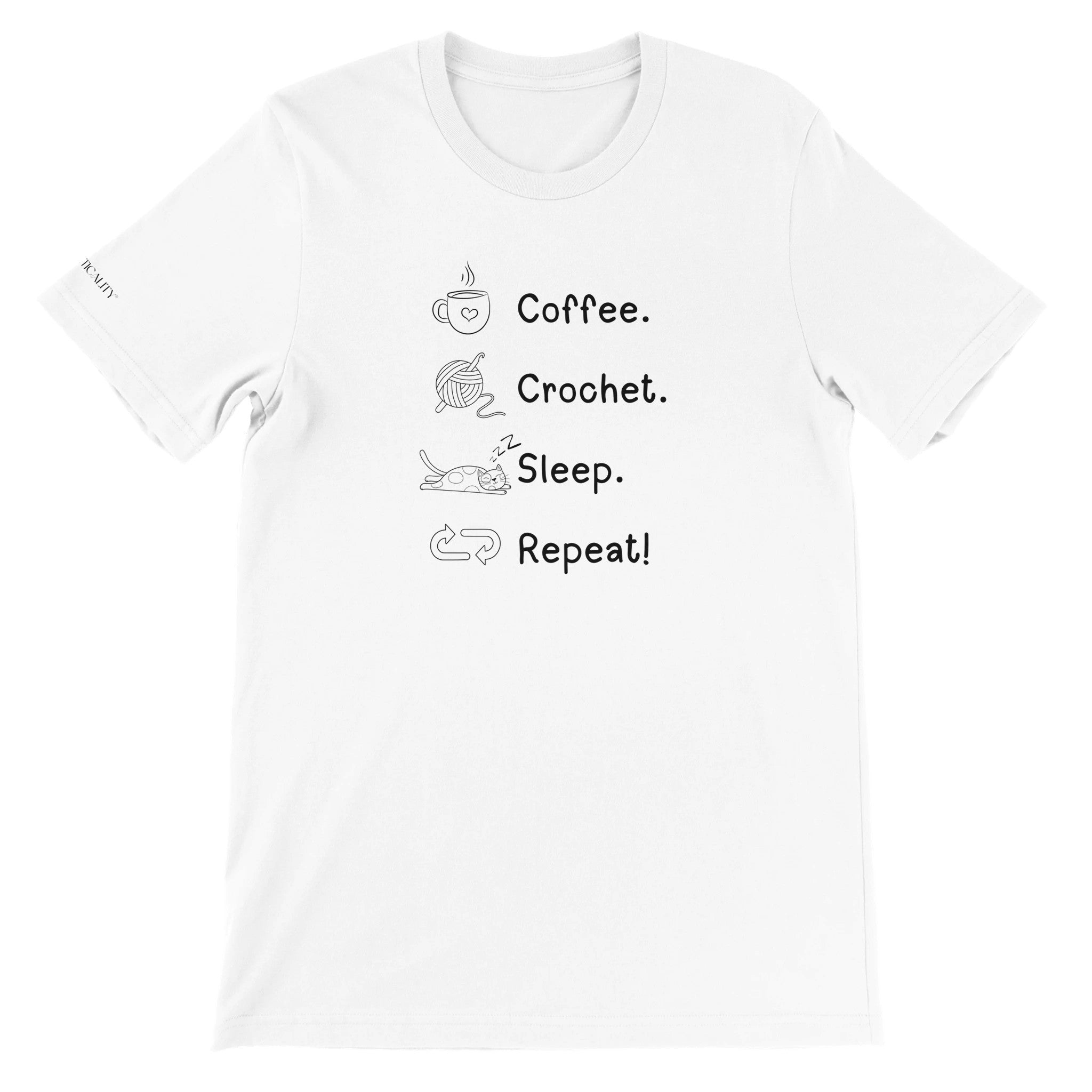 Coffee. Crochet. Sleep. Repeat! Colourful Relaxed Fit T-shirt by Brunaticality