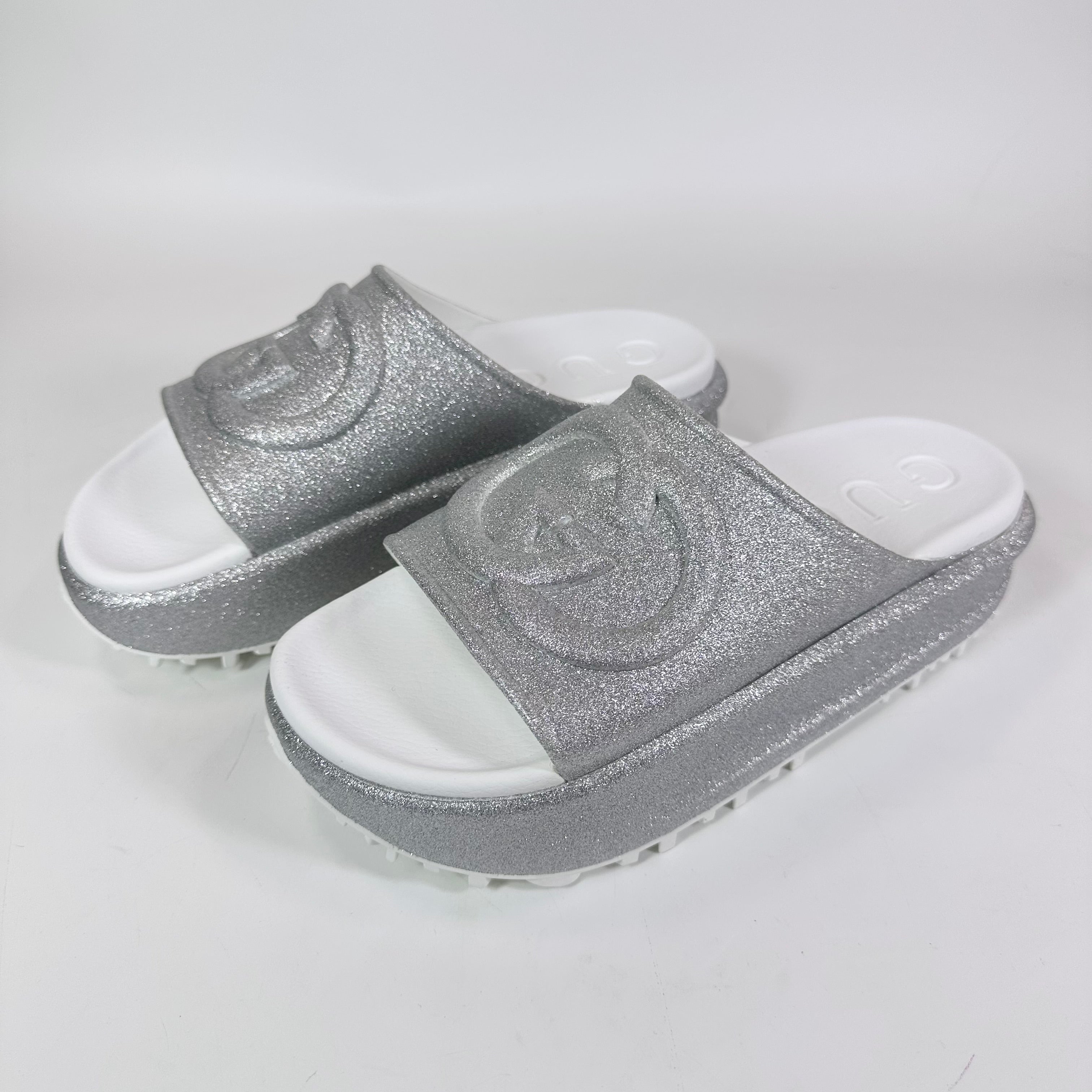 Gucci Interlocking G Platform Glitter Slide Sandal - Women’s 10