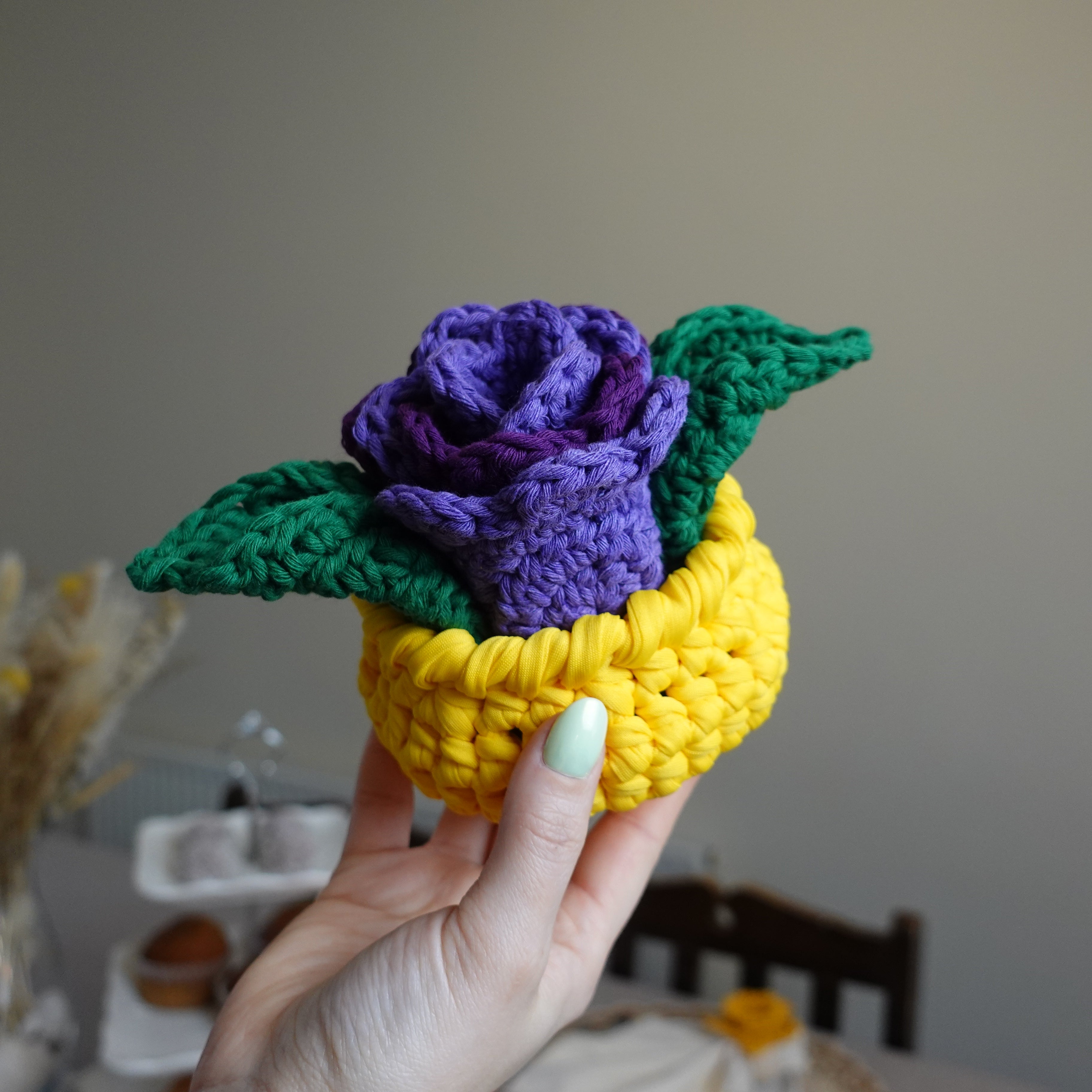 Crochet Tulip Flower Pot Coaster Set Written Pattern, flower crochet coaster, crochet flower pot coaster pattern, Brunaticality