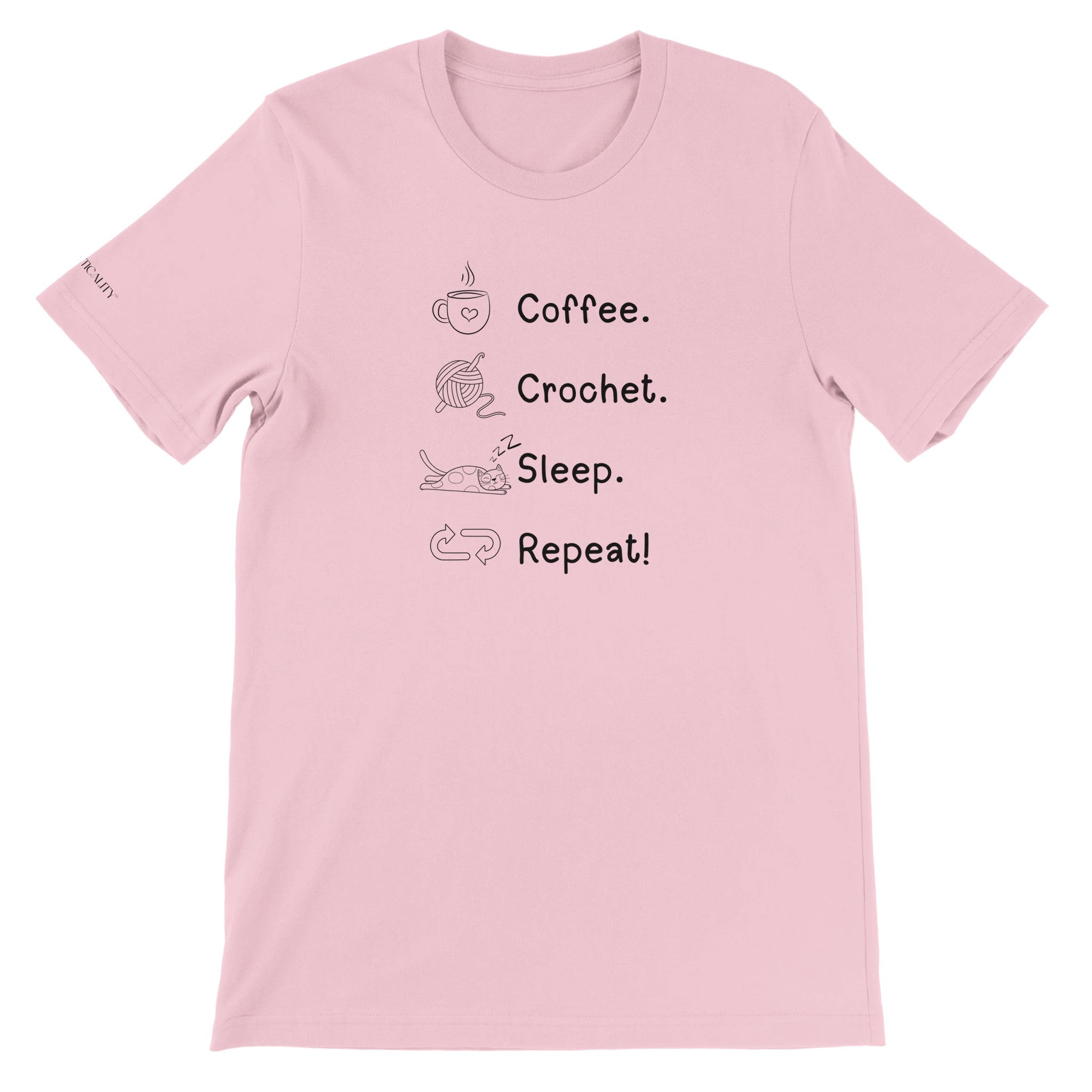 Coffee. Crochet. Sleep. Repeat! Colourful Relaxed Fit T-shirt by Brunaticality