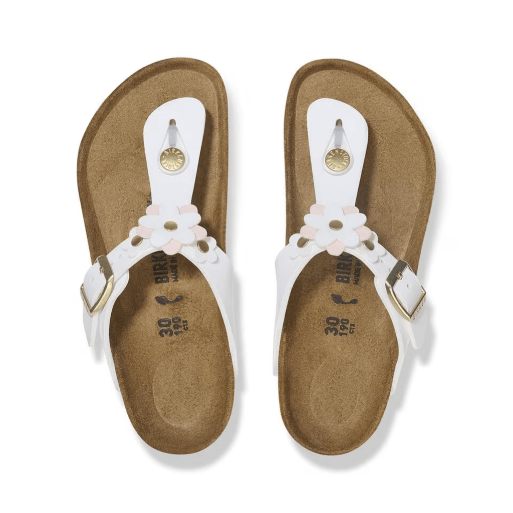 Birkenstock Girls Gizeh Flowers Birko-Flor White