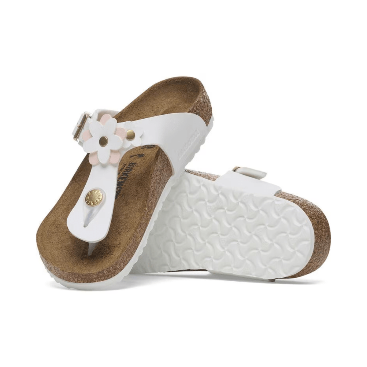 Birkenstock Girls Gizeh Flowers Birko-Flor White