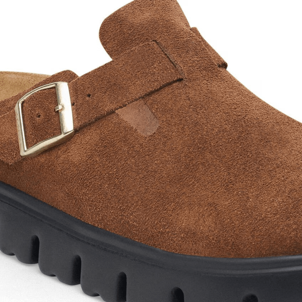 Birkenstock Women's Boston Chunky Dark Tea/Black Suede