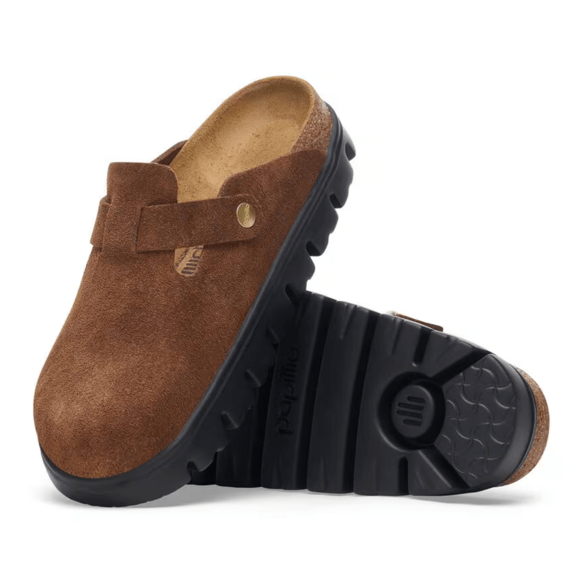 Birkenstock Women's Boston Chunky Dark Tea/Black Suede