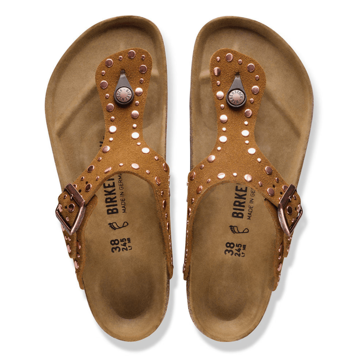 Birkenstock Women's Gizeh Rivets Mink Suede