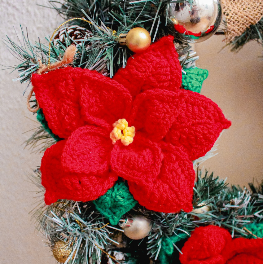 Crochet Poinsettia Flower Written Pattern by Brunaticality